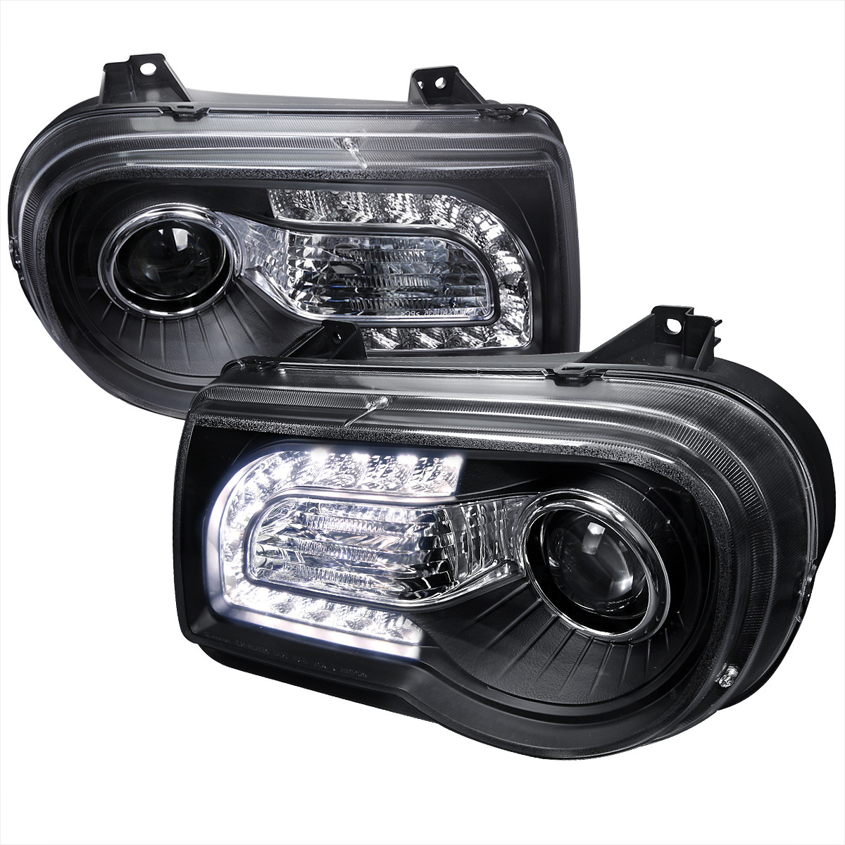 2005-2010 Chrysler 300 Projector Headlights w/ LED Light Strip