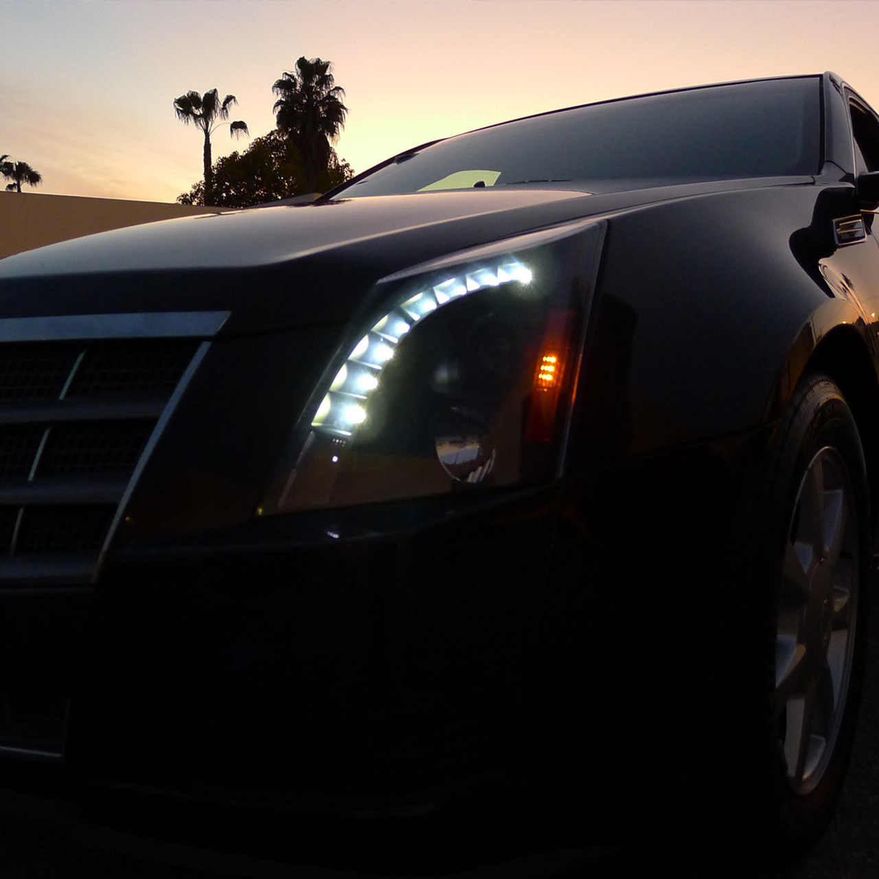 2008-2014 Cadillac CTS Projector Headlights w/ LED Light Strip