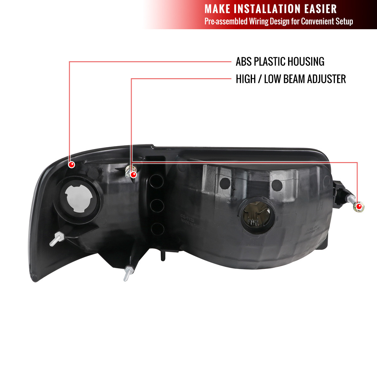 Headlight & Corner Lamp Kit – Fits 1993–1997 Ford Ranger – Left + Right – Clear Lens, Halogen – CAPA Certified – 4-Piece Set
