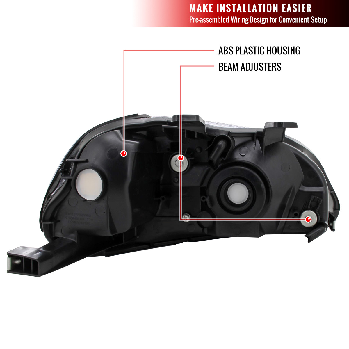 1996-1998 Honda Civic Factory Style Crystal Headlights (Matte