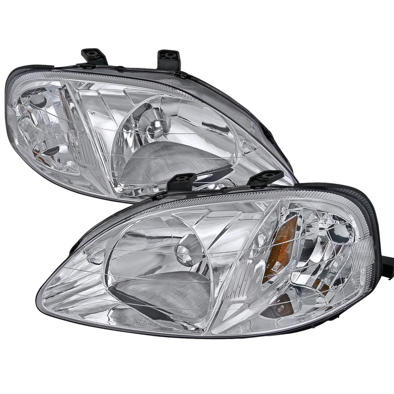 1999-2000 Honda Civic Crystal Headlights w/ Amber Reflector