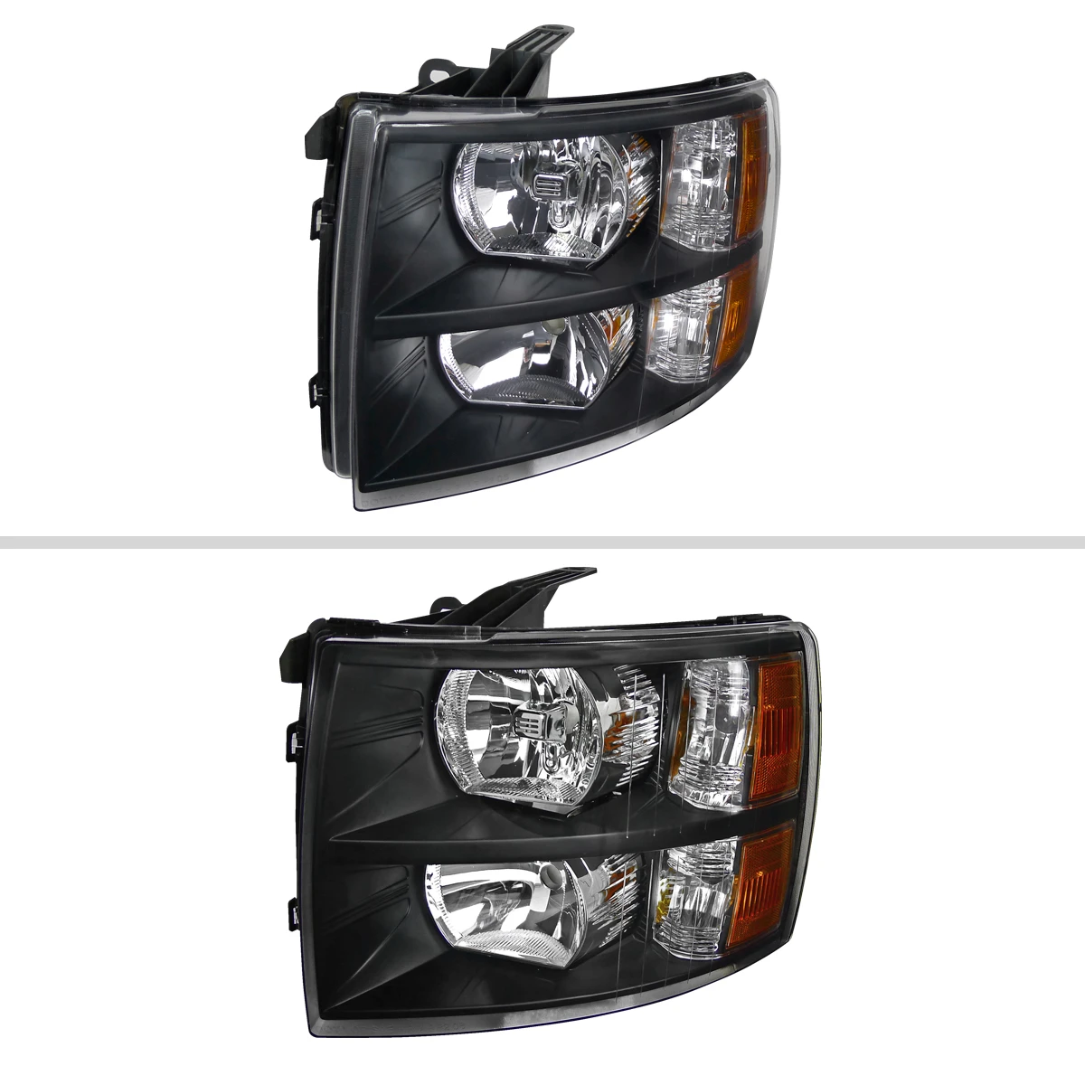 SEBLAFF Black Housing Headlight Pair For Chevy Silverado 1500 / 2500HD / 3500HD (2007-2014)