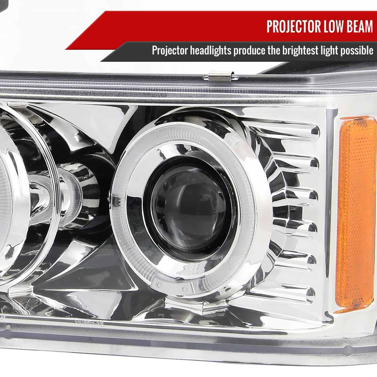 AUTOZENSATION Compatible with 2004-2012 Chevy Colorado GMC Canyon Black  Housing Clear Lens LED Halo Projector Headlights + Bumper Lights L + R Pair