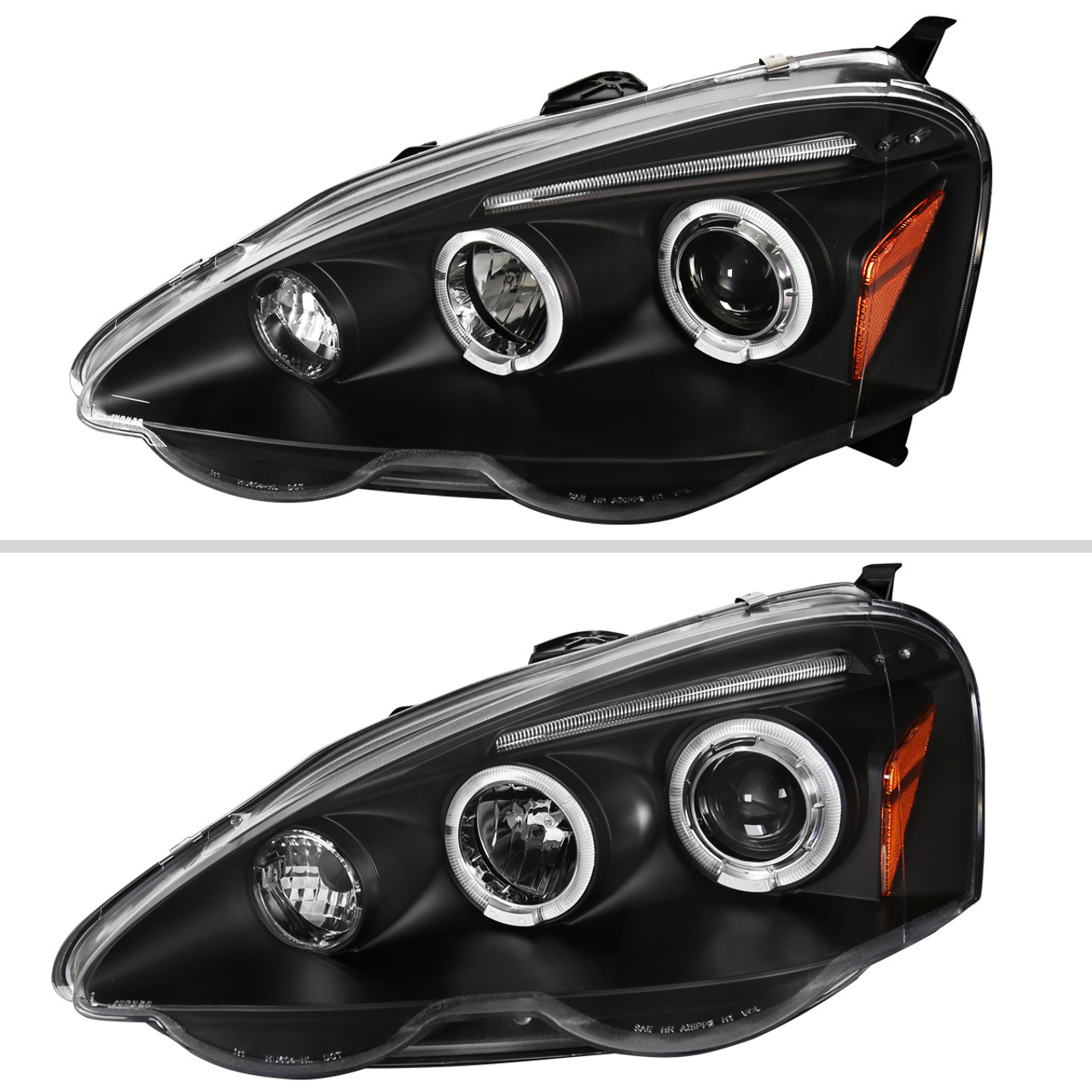 2002-2004 Acura RSX Dual Halo Projector Headlights (Matte Black