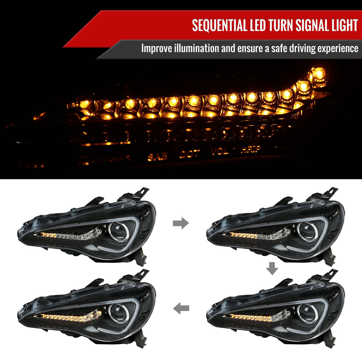 2012-2017 Scion FRS/ Toyota 86 LED Bar Projector Headlights w