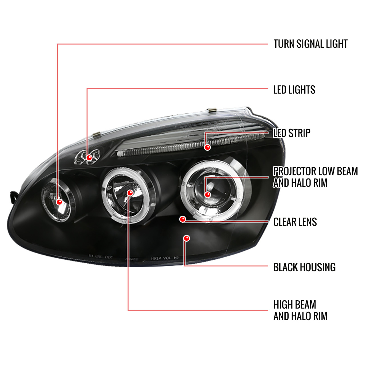 2006-2008 Volkswagen Golf Rabbit/ 2006-2010 Jetta Dual Halo