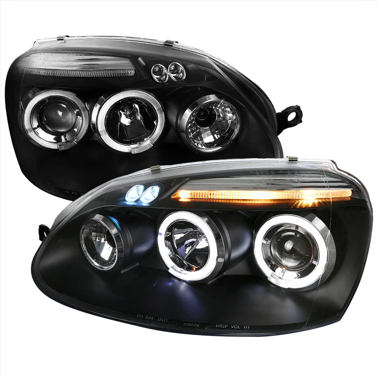 1999-2006 Volkswagen Golf Mk4 GTI/R32 Cabrio Dual Halo Projector Headlights  (Matte Black Housing/Clear Lens) - Spec-D Tuning