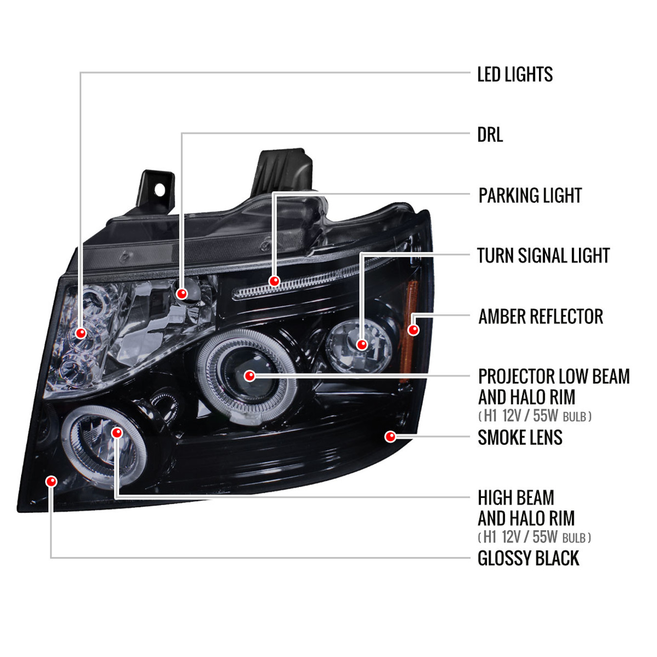 2007-2013 Chevrolet Avalanche/ 2007-2014 Tahoe Suburban Dual Halo