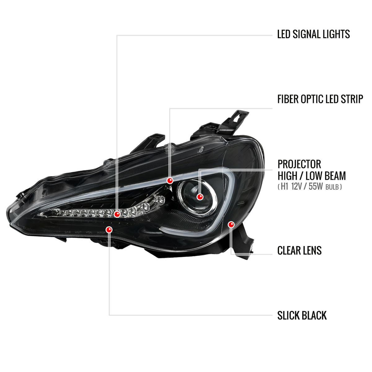 2012-2017 Scion FRS/ Toyota 86 LED Bar Projector Headlights w/ LED