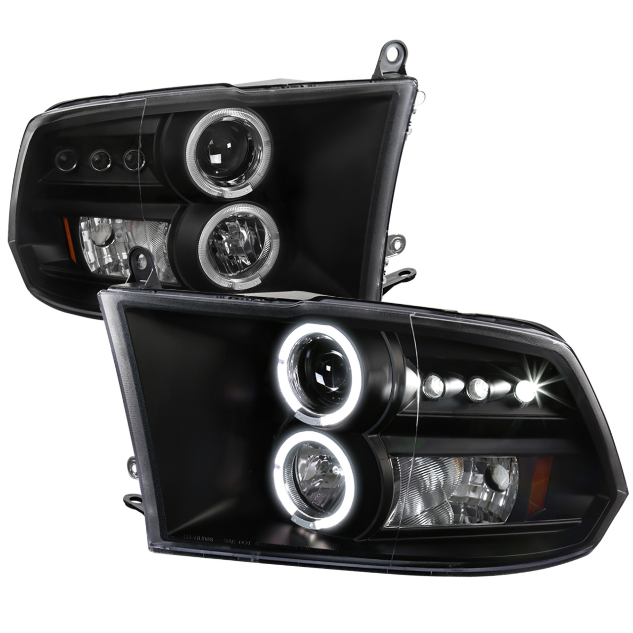 2009-2018 Dodge RAM 1500 / 2019-2021 RAM Classic / 2010-2018 RAM 2500 3500  Dual Halo Projector Headlights (Matte Black Housing/Clear Lens) - Spec-D  Tuning