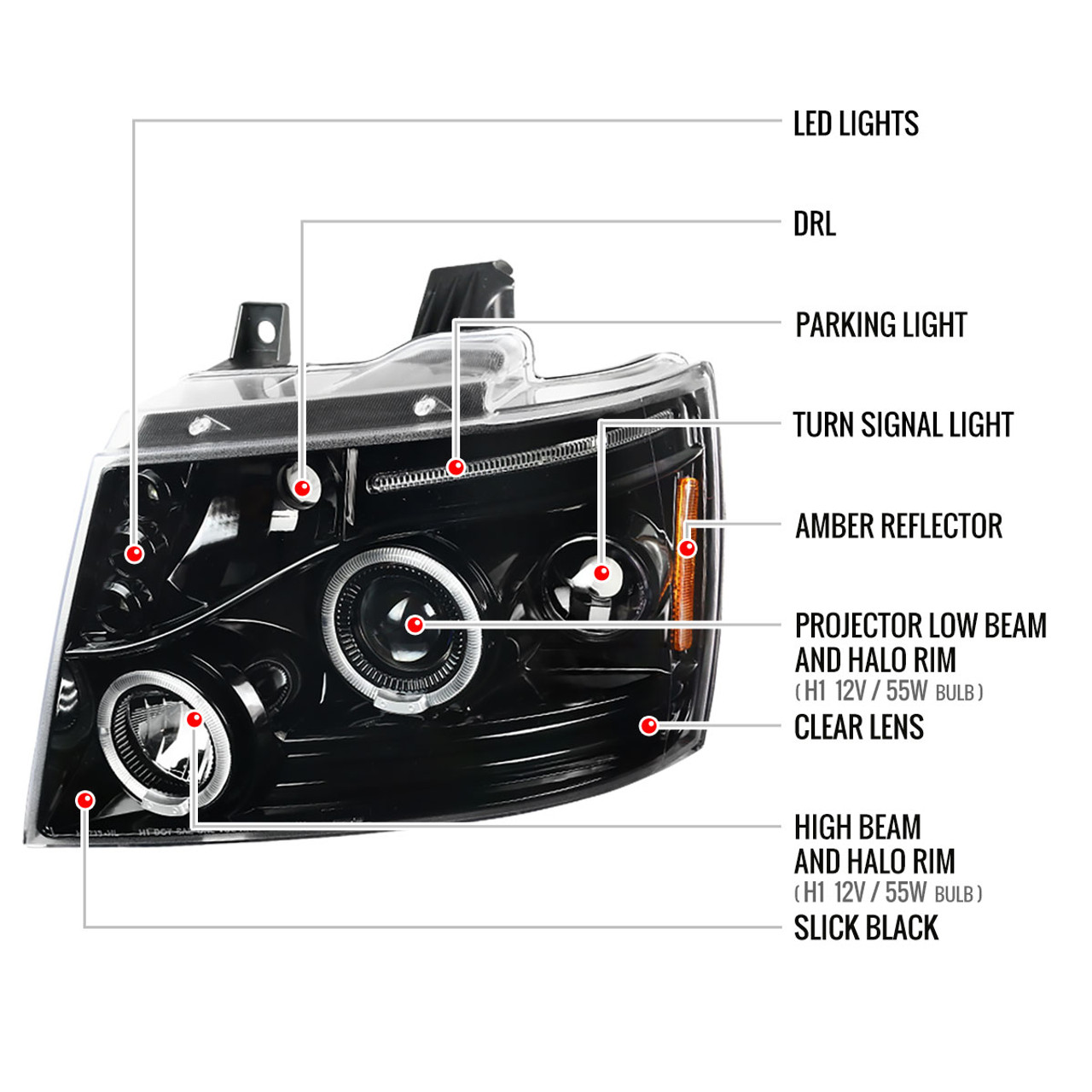 2007-2013 Chevrolet Avalanche/ 2007-2014 Tahoe Suburban Dual Halo