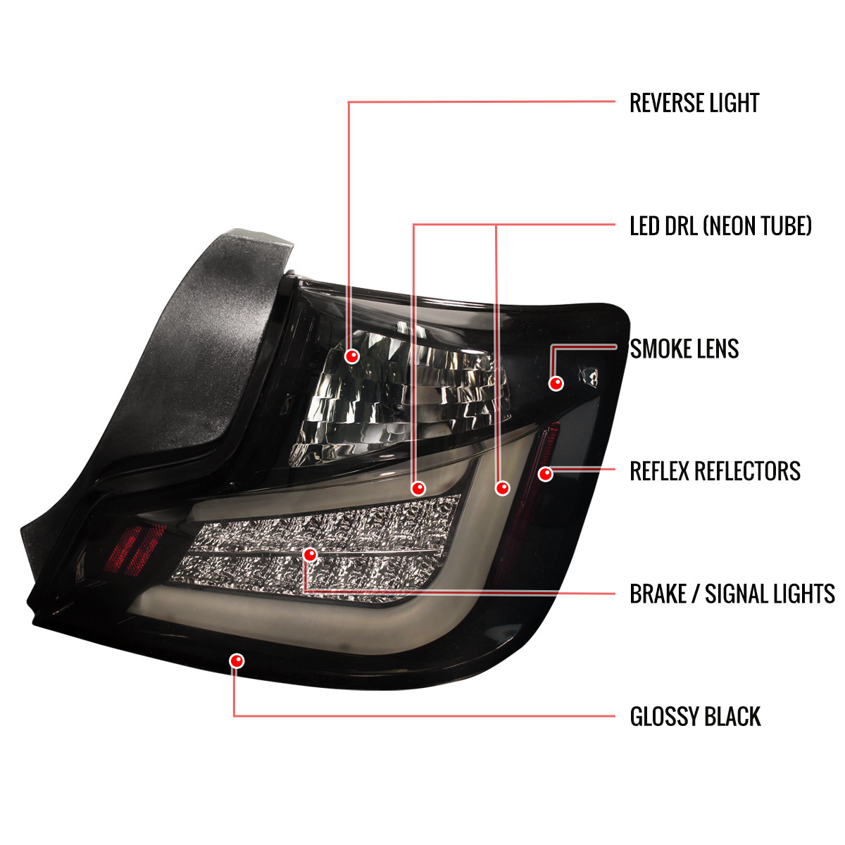 2011-2013 Scion tC LED Tail Lights (Glossy Black Housing/Smoked