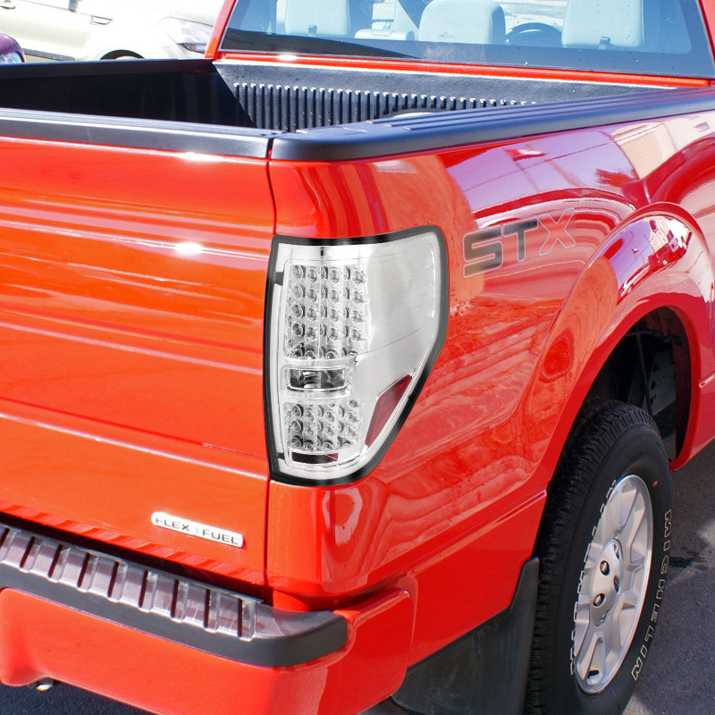 2009-2014 Ford F-150 LED Tail Lights (Chrome Housing/Clear Lens