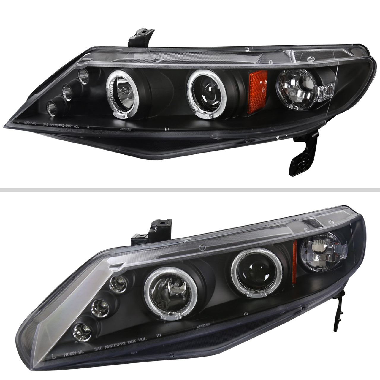 2006-2011 Honda Civic Sedan Dual Halo Projector Headlights (Matte