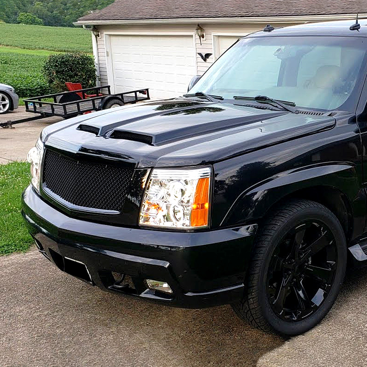 2002-2006 Cadillac Escalade Glossy Black ABS Mesh Grille - Spec-D