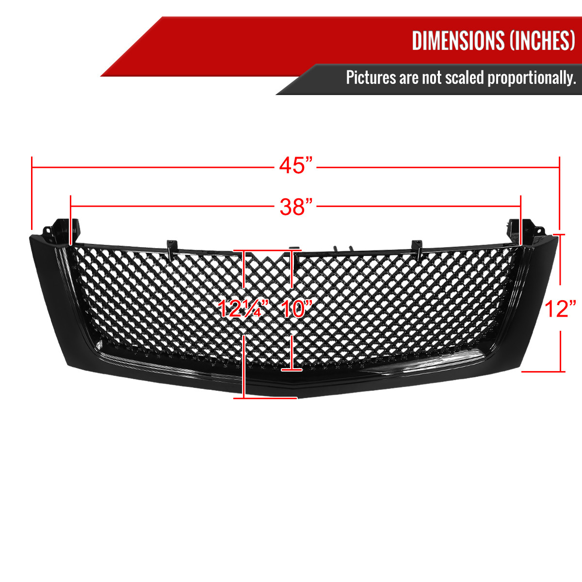 2002-2006 Cadillac Escalade Glossy Black ABS Mesh Grille - Spec-D