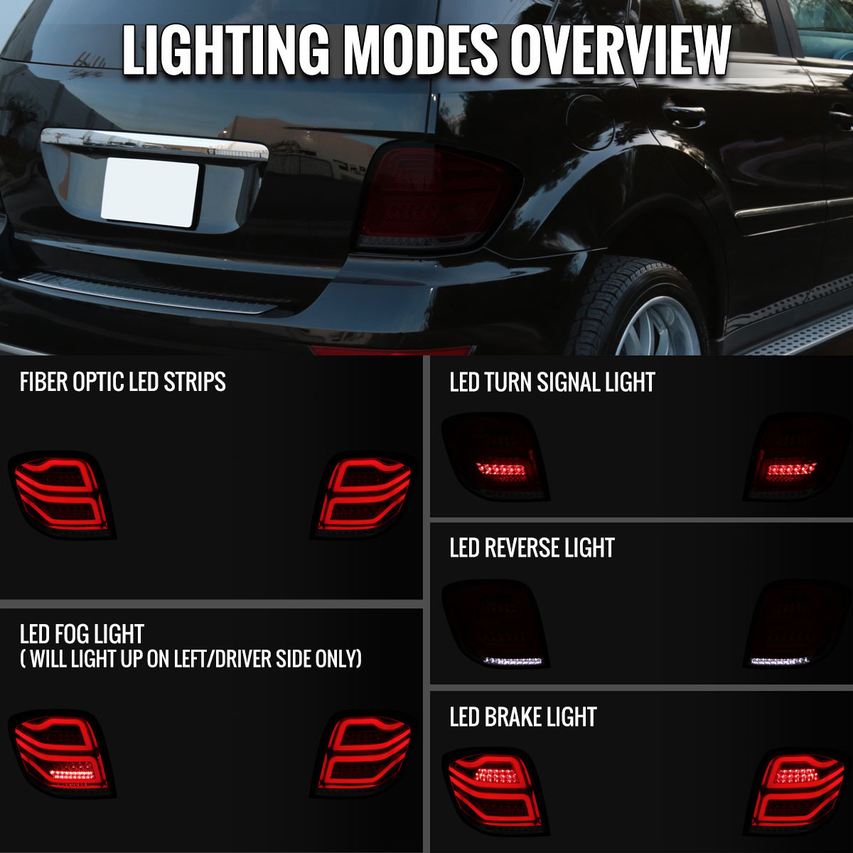 2006-2011 Mercedes Benz W164 ML Class LED Tail Lights (Chrome