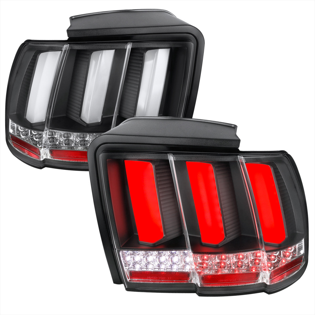 Superbautoparts Sequential LED Tail Lights For 1999-2004 Ford Mustang – Smoke Lens, Chrome Housing