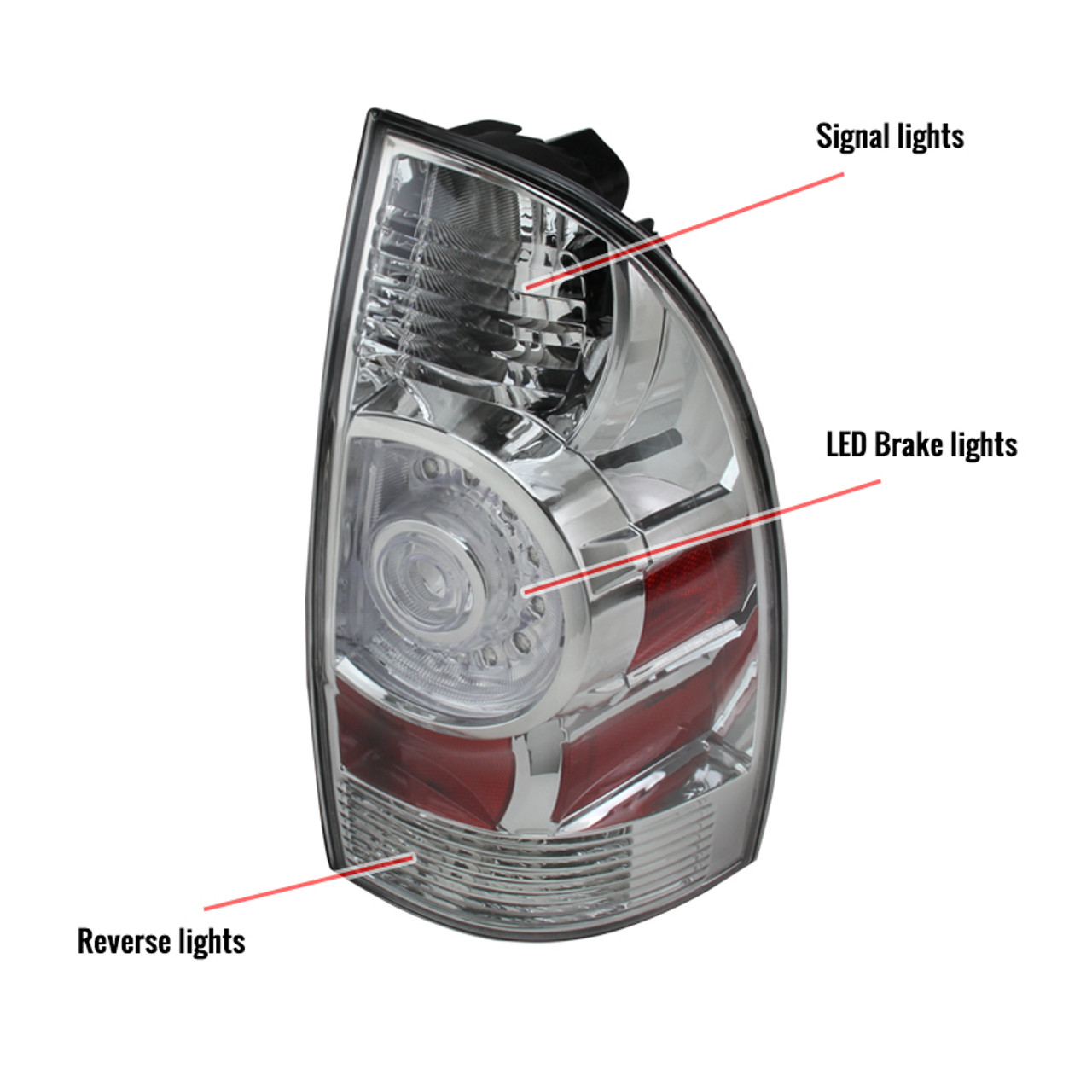 2005-2015 Toyota Tacoma LED Tail Lights (Chrome Housing/Clear Lens