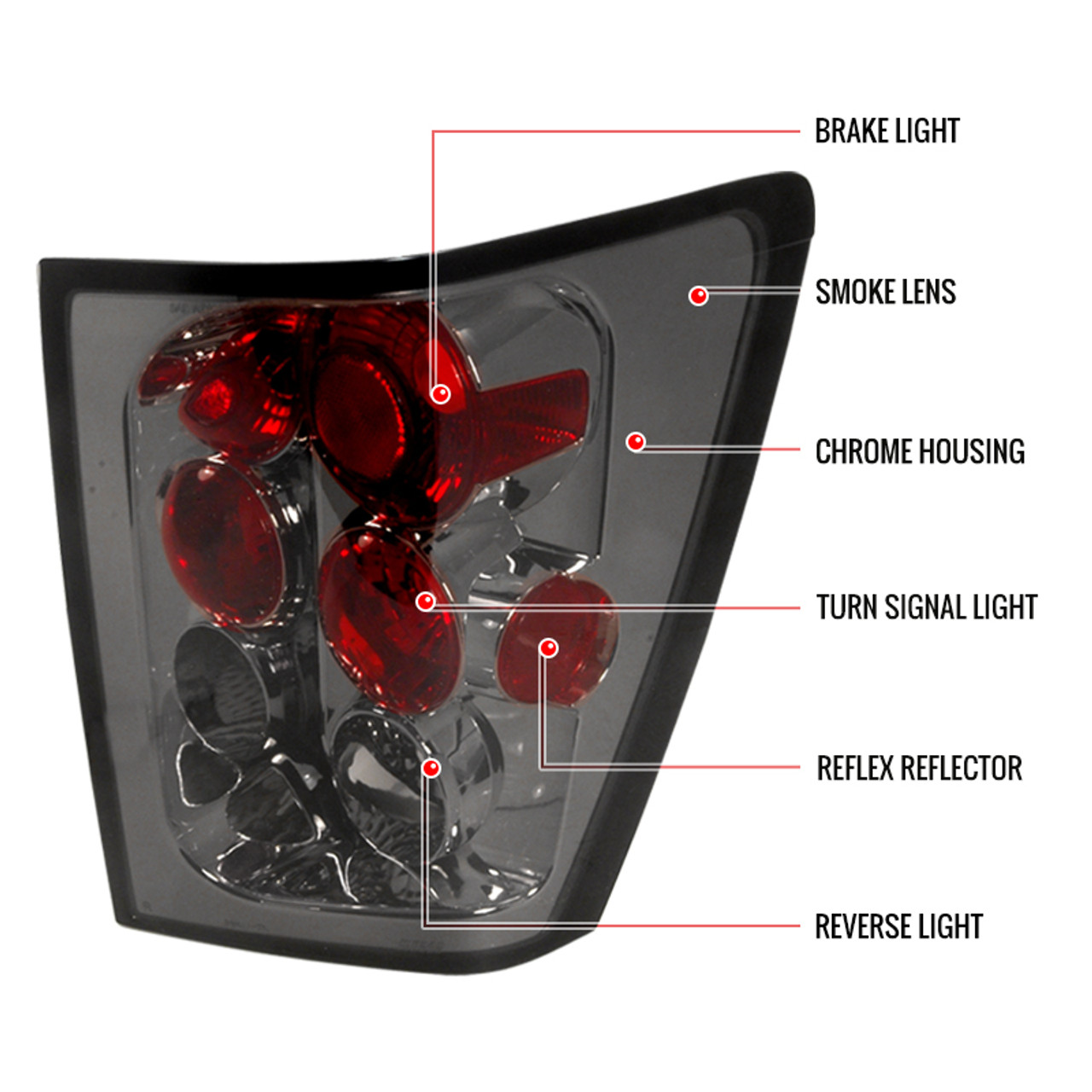 2005-2006 Jeep Grand Cherokee Tail Lights (Chrome Housing/Smoke