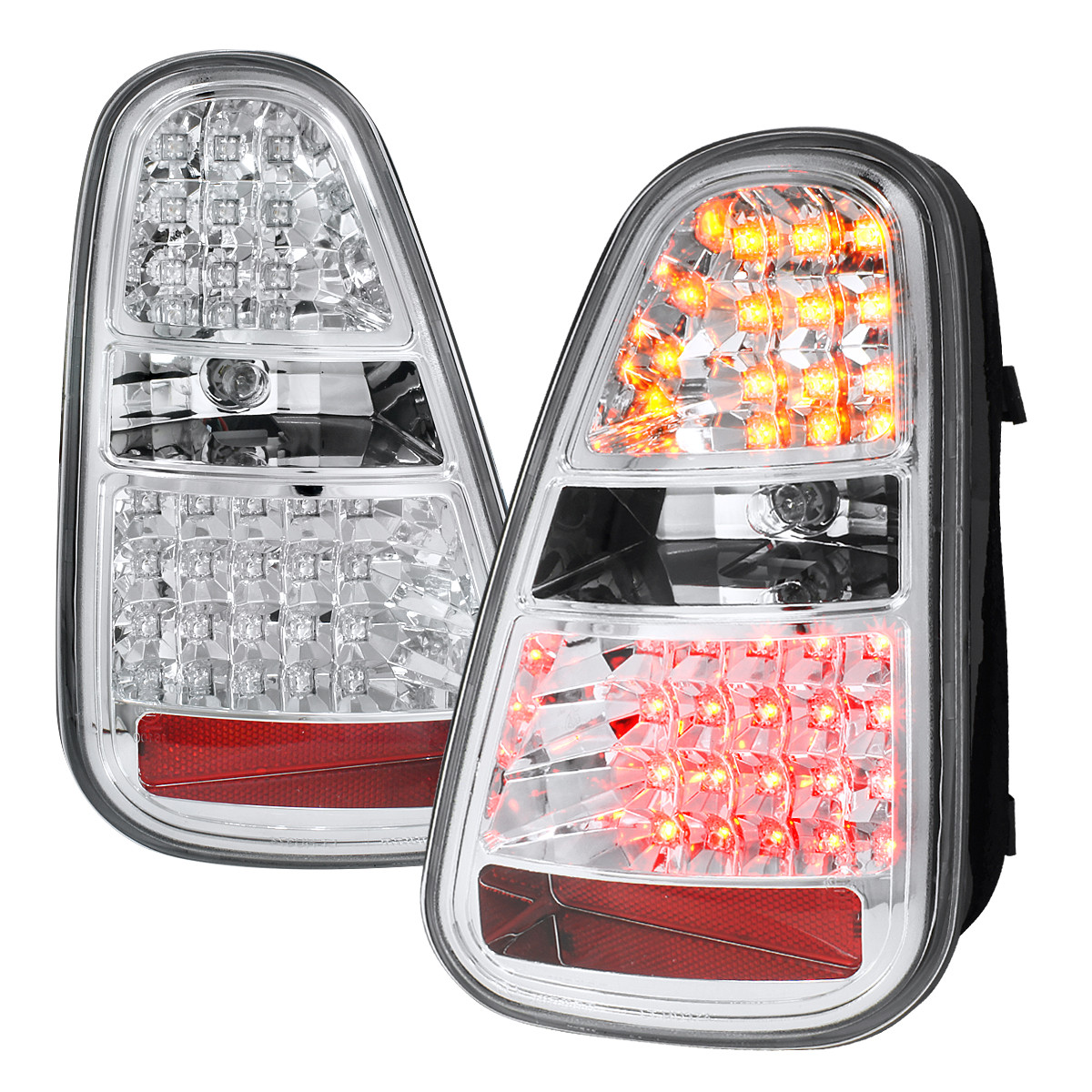 2005-2006 Mini Cooper S LED Tail Lights (Chrome Housing/Clear Lens