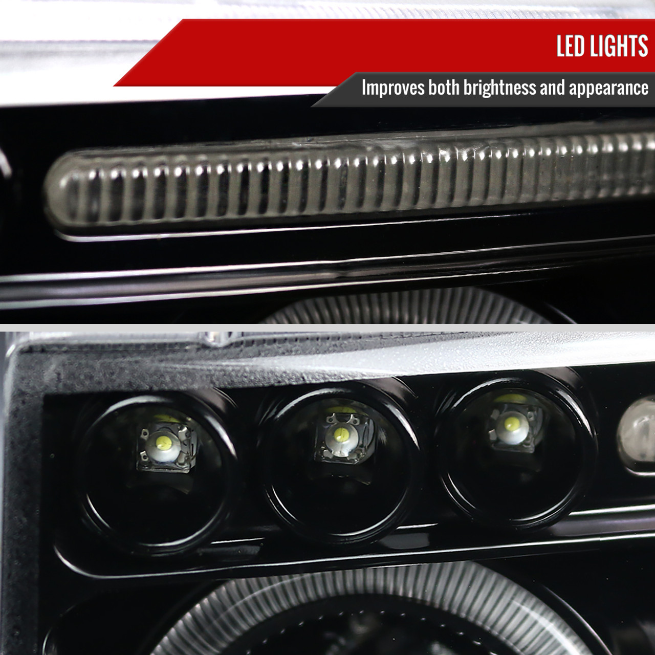 1994-2001 Dodge RAM 1500 2500 3500 Dual Halo Projector Headlights