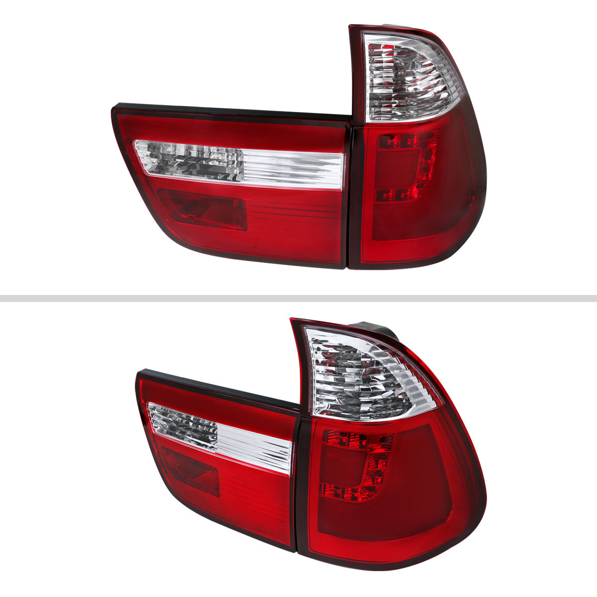 2000-2006 BMW E53 X5 LED Tail Lights (Chrome Housing/Red Lens
