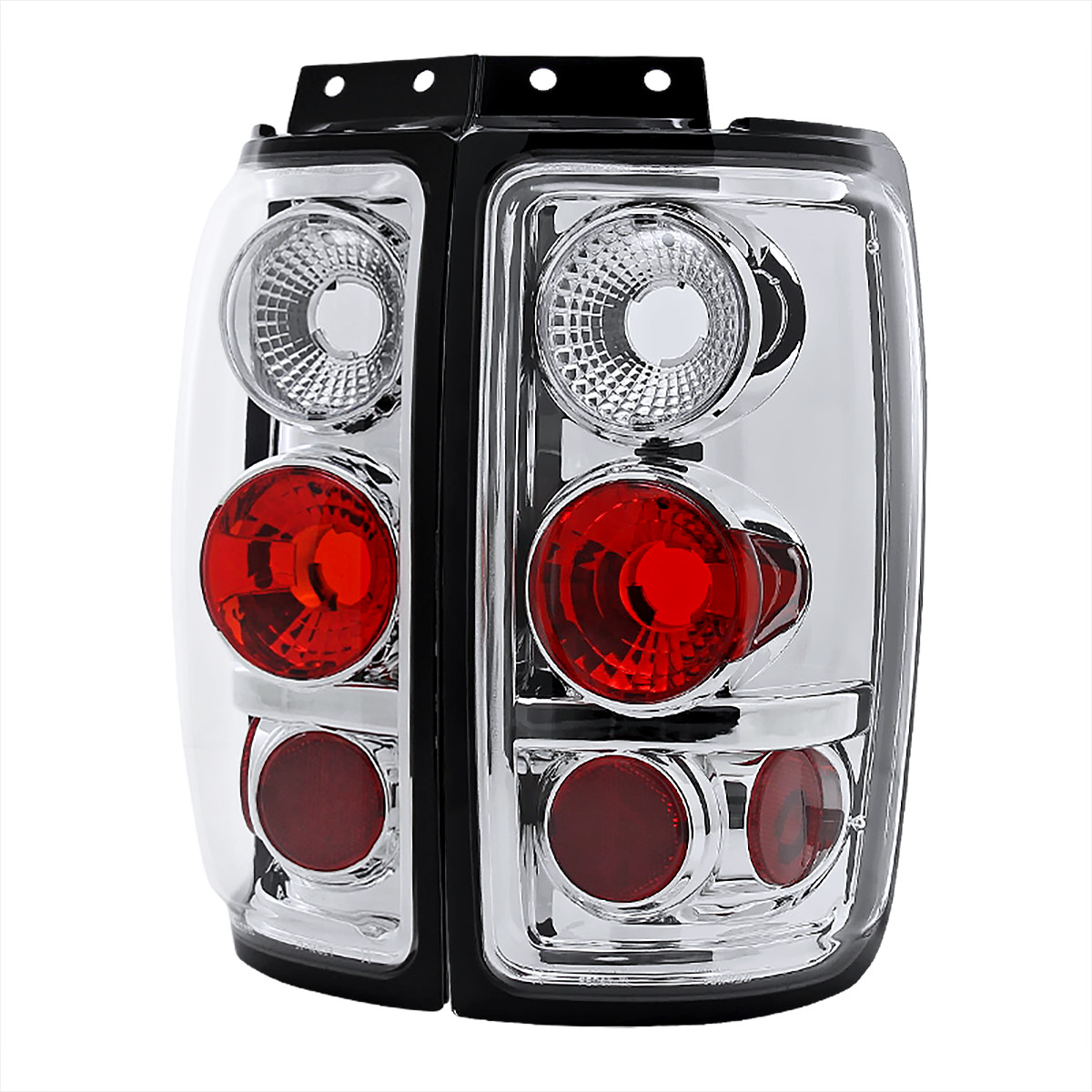 1997-2002 Ford Expedition Tail Lights (Chrome Housing/Clear Lens
