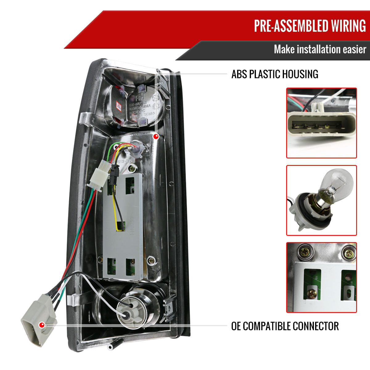 Autozensation Smoke Tail Lights For 1988-1998 Chevy GMC C1500 Silverado Sierra – Pair
