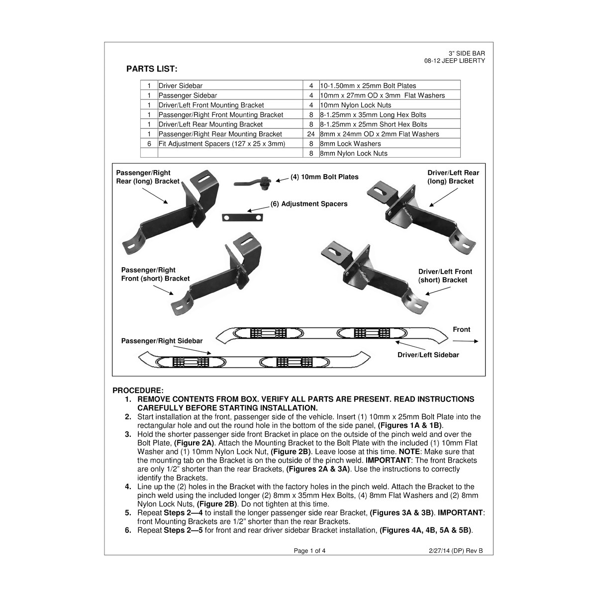 2008-2013 Jeep Liberty KK Black Stainless Steel Side Step Nerf