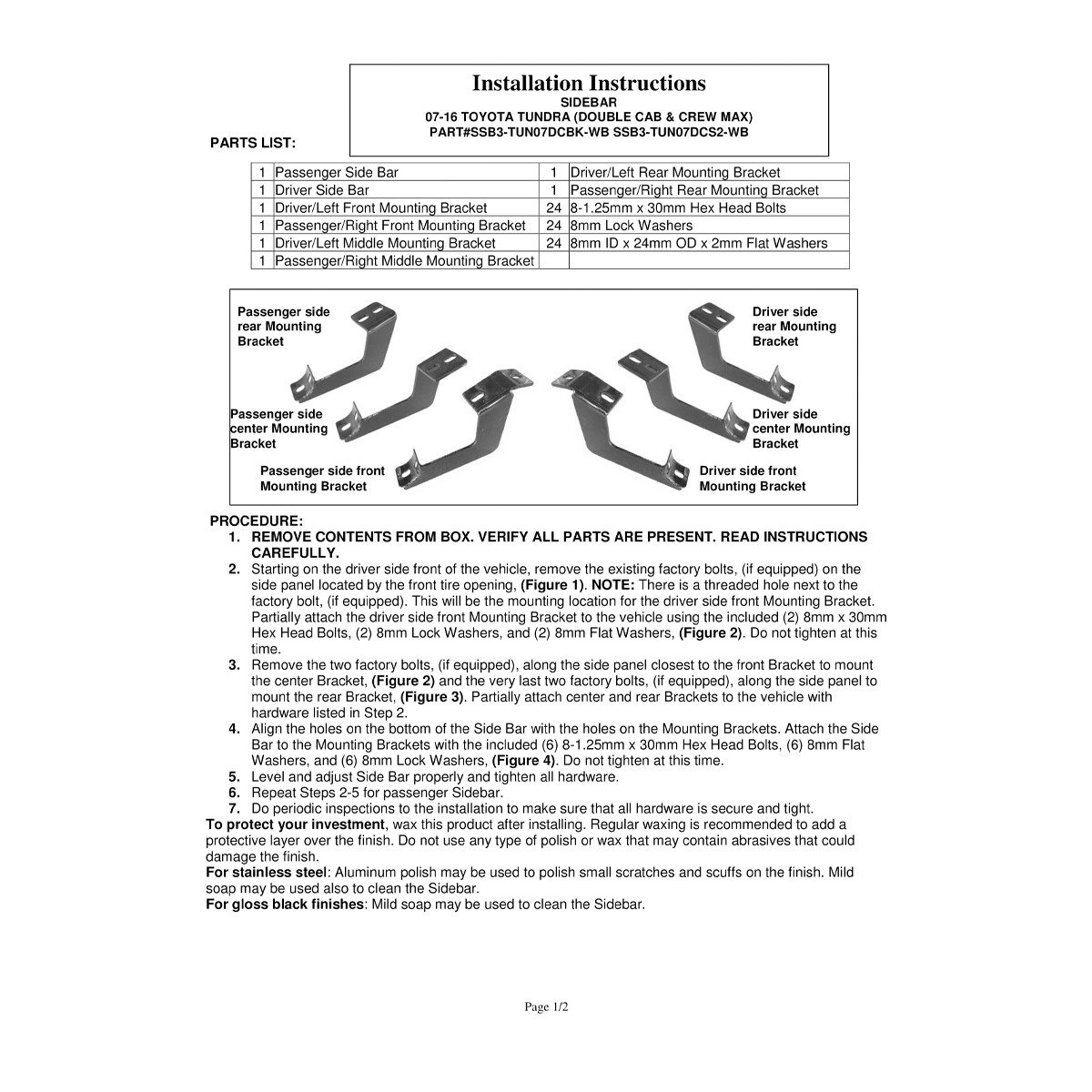 【2/7】taruページ 2007-2021 Toyota Tundra Double Cab/CrewMax Chrome Stainless Steel