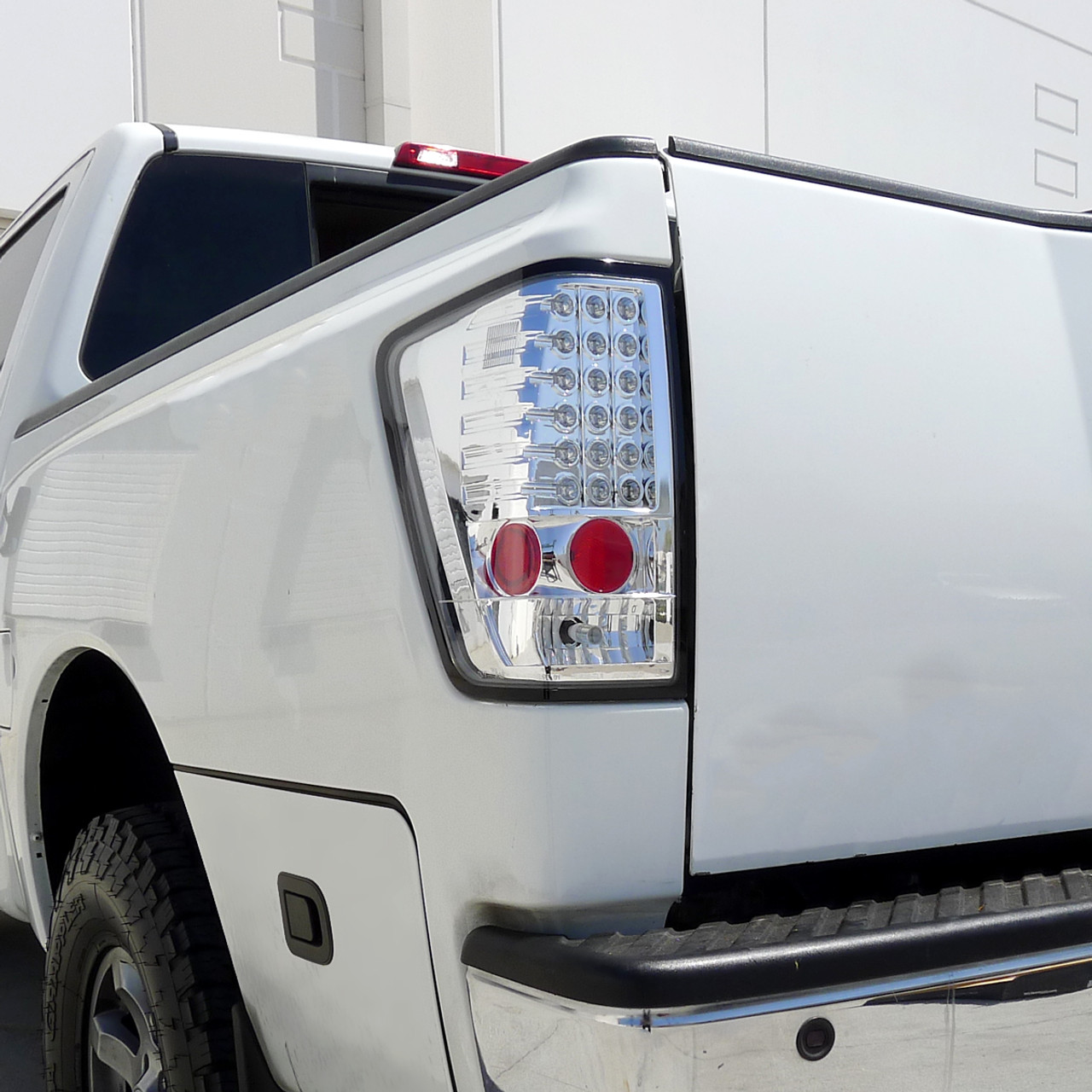 2004 2015 Nissan Titan LED Tail Lights Chrome Housing Clear Lens