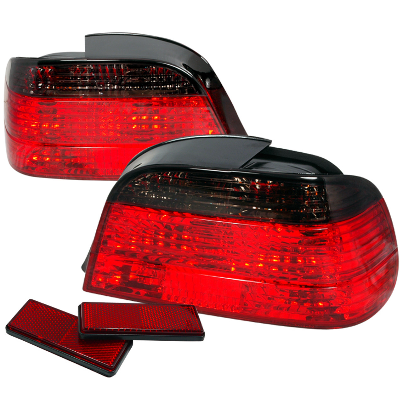 1995-2001 BMW E38 7 Series Tail Lights (Chrome Housing/Red