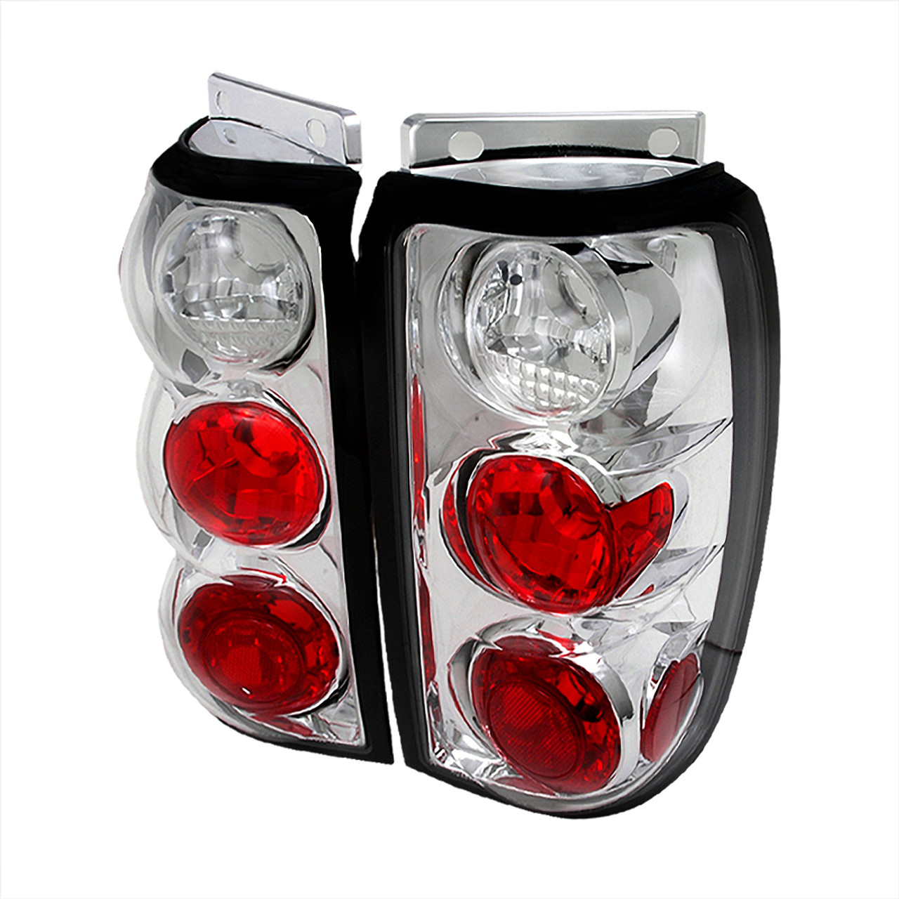 1995-1997 Ford Explorer Tail Lights (Chrome Housing/Clear Lens