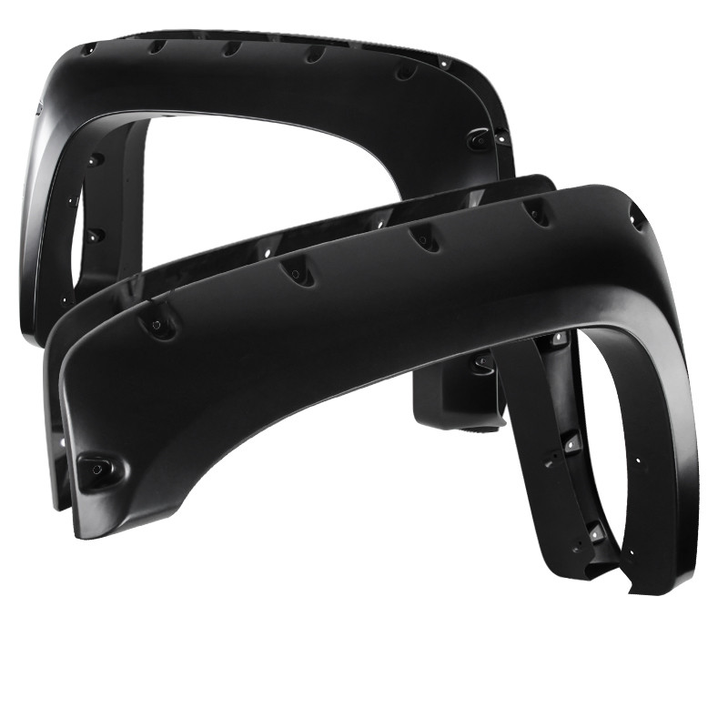 Set Of Paintable Black Fender Flares For 2007-2013 Chevy Silverado 1500 Crew Cab