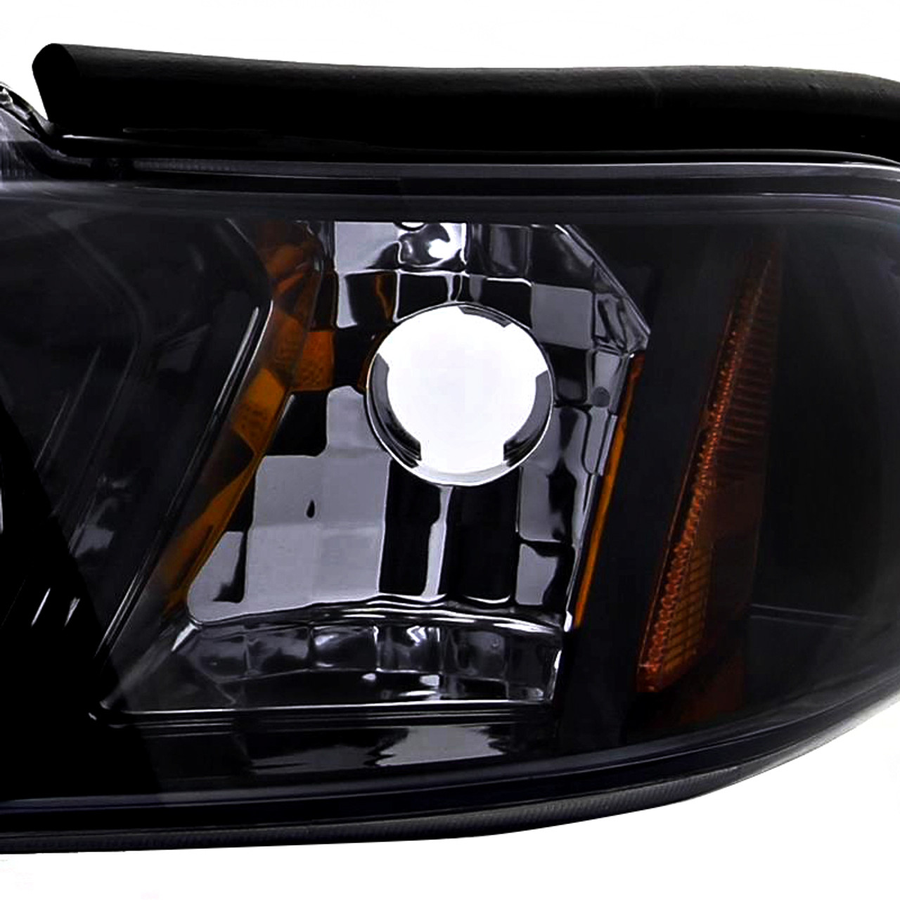 1994-1998 Ford Mustang 1PC Crystal Headlights w/ Amber Reflectors