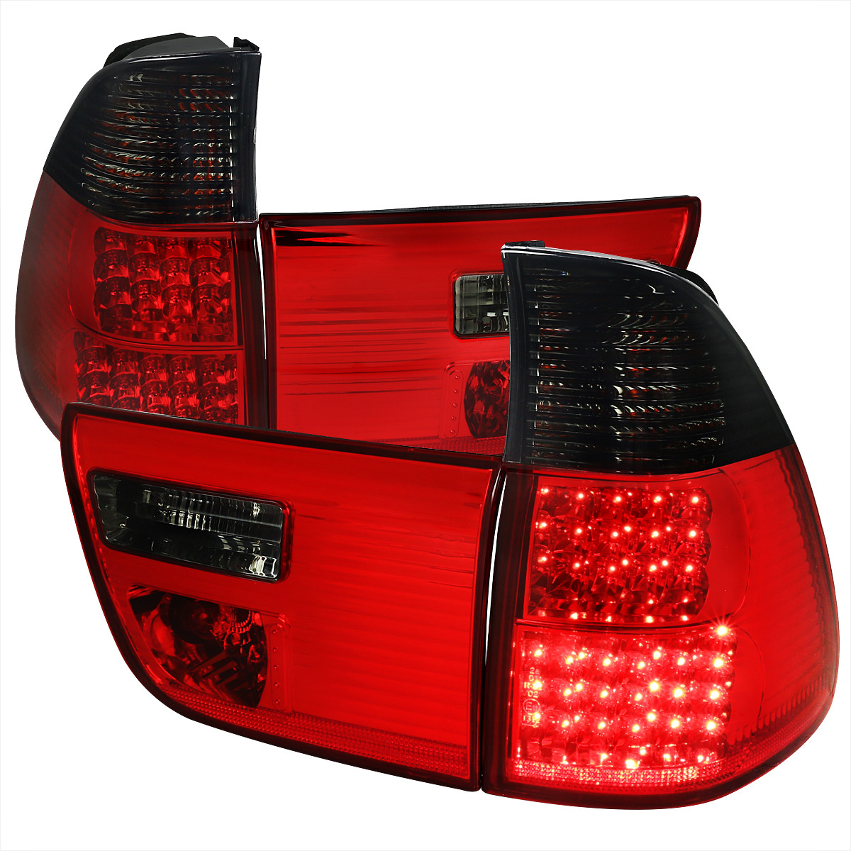 「168」08-10　BMWE605　レッドネオンLEDバーテールブレーキライト 2000-2006 BMW E53 X5 LED Tail Lights - OZ (Chrome Housing/Red