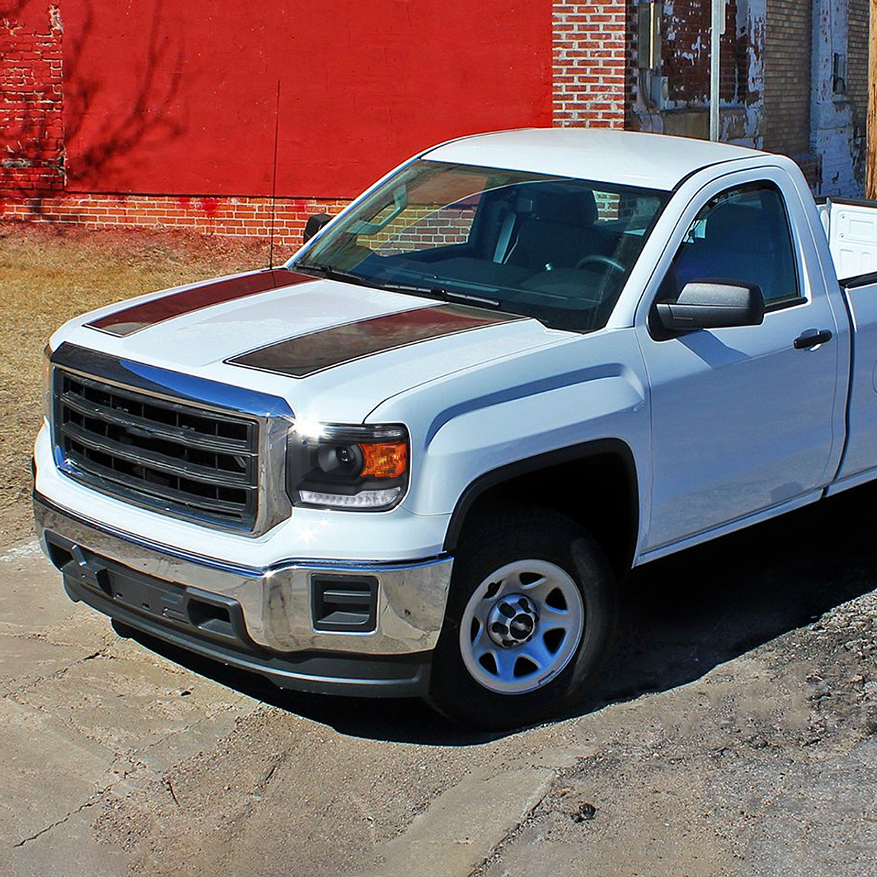 2014-2019 GMC Sierra LED Light Strip Projector Headlights (Matte