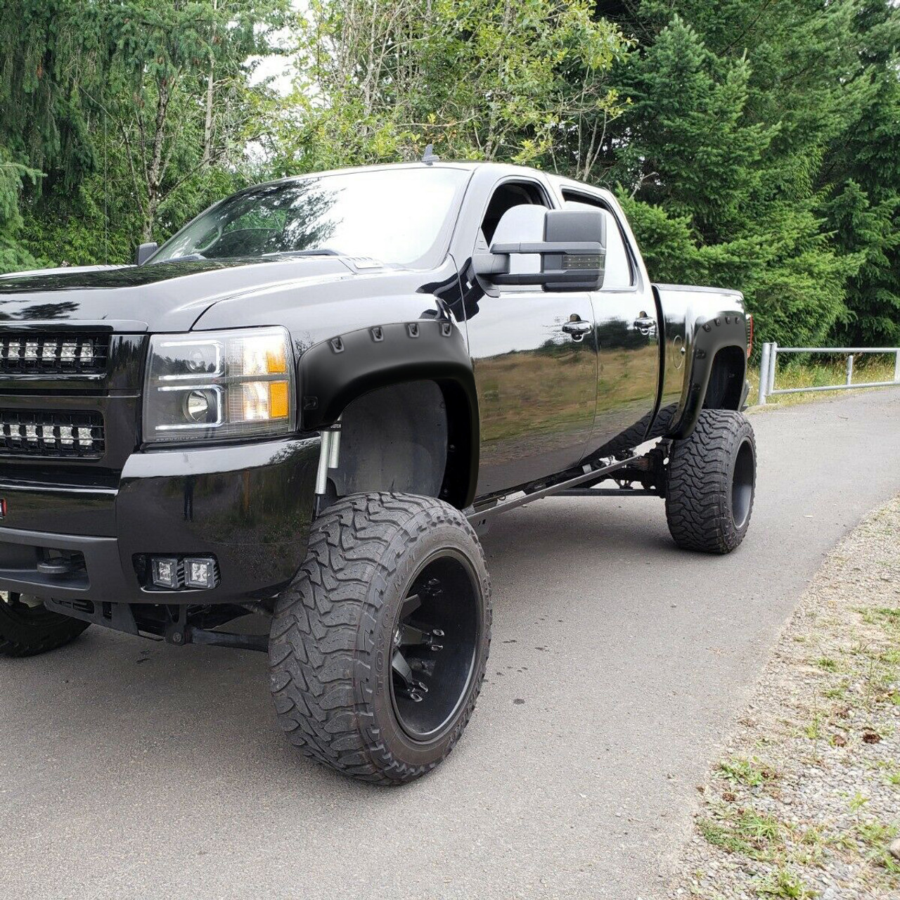 2007-2013 Chevrolet Silverado 1500/2500HD/3500HD Fleetside Smooth Rivet  Style Fender Flares - Spec-D Tuning