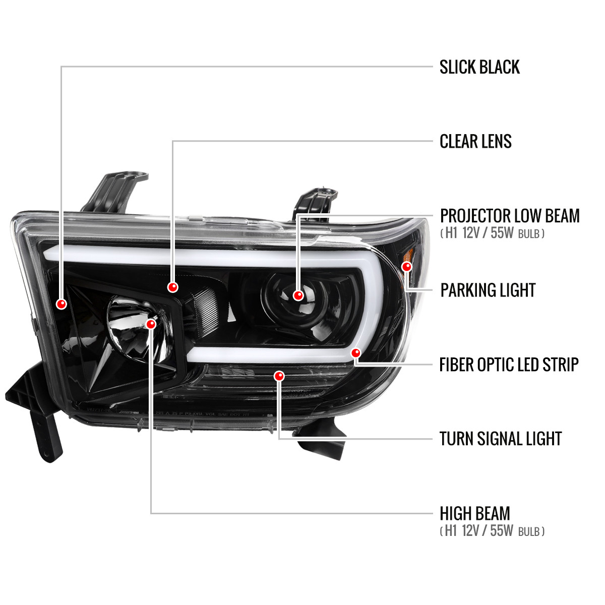 2007-2013 Toyota Tundra/ 2008-2017 Sequoia LED C-Bar Projector
