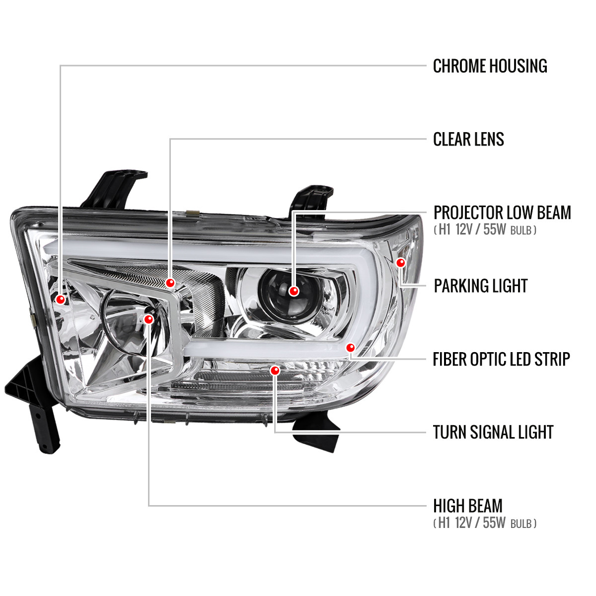 2007-2013 Toyota Tundra/ 2008-2017 Sequoia LED C-Bar Projector