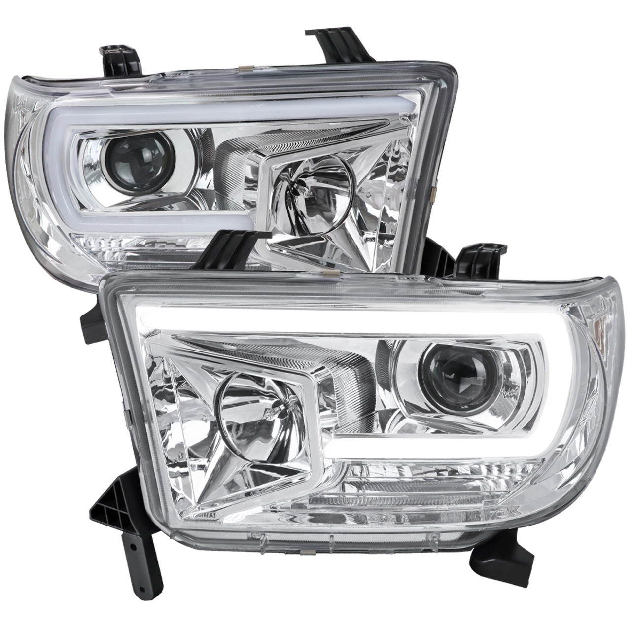 ヘッドライト 07-2013 Toyota Tundra Chrome Projector Halo Headlamp+