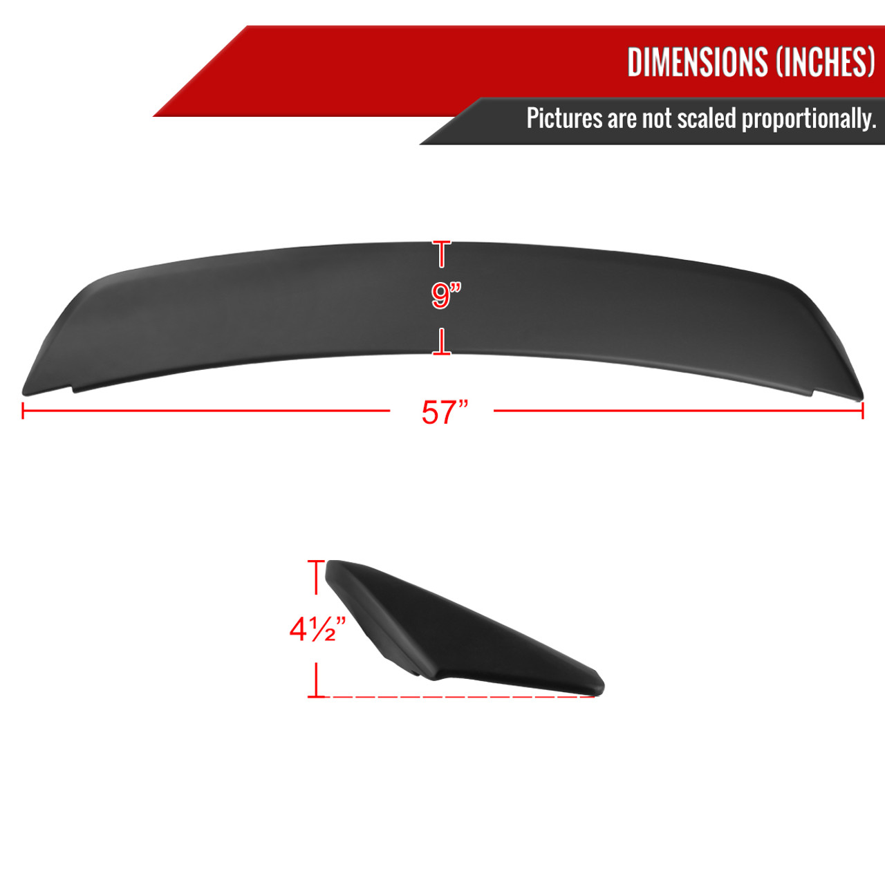 2005-2009 Ford Mustang Matte Black ABS Ducktail Style Rear Spoiler