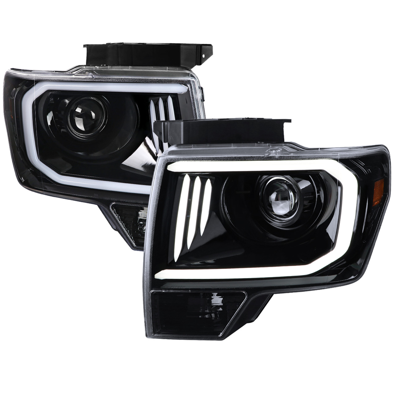 2009-2014 Ford F-150 LED C-Bar Projector Headlights (Jet Black