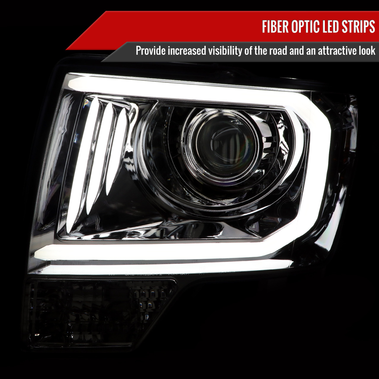 2009-2014 Ford F-150 LED C-Bar Projector Headlights (Chrome