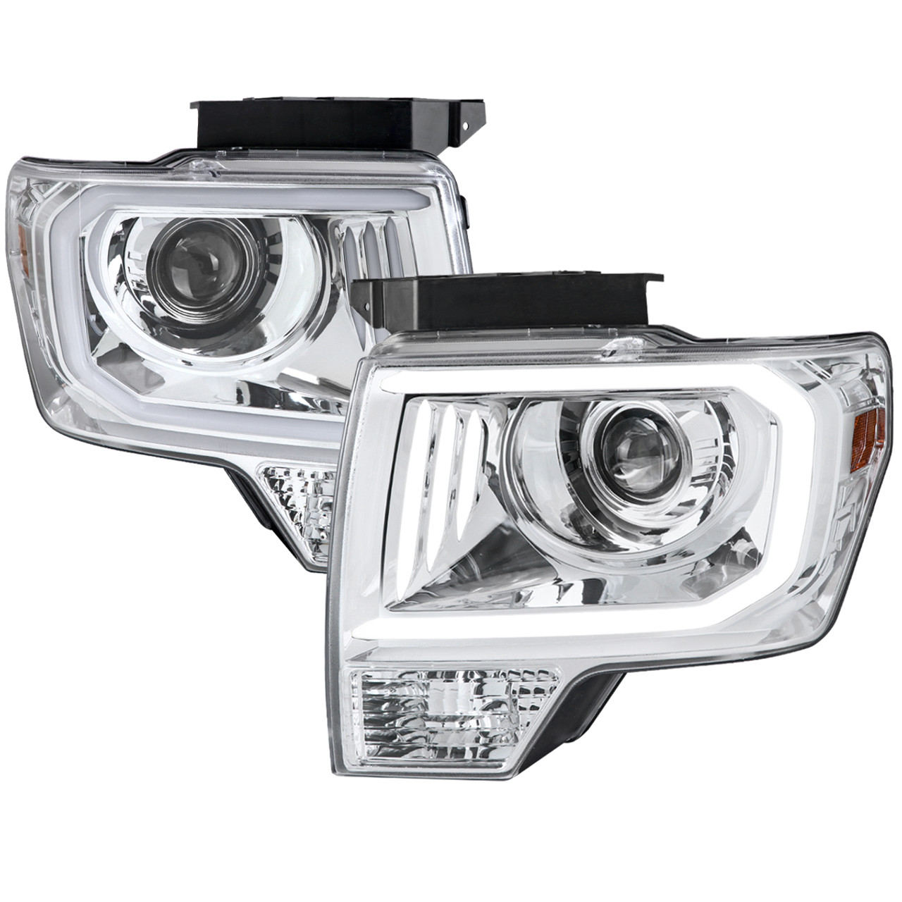 2009-2014 Ford F-150 LED C-Bar Projector Headlights (Chrome