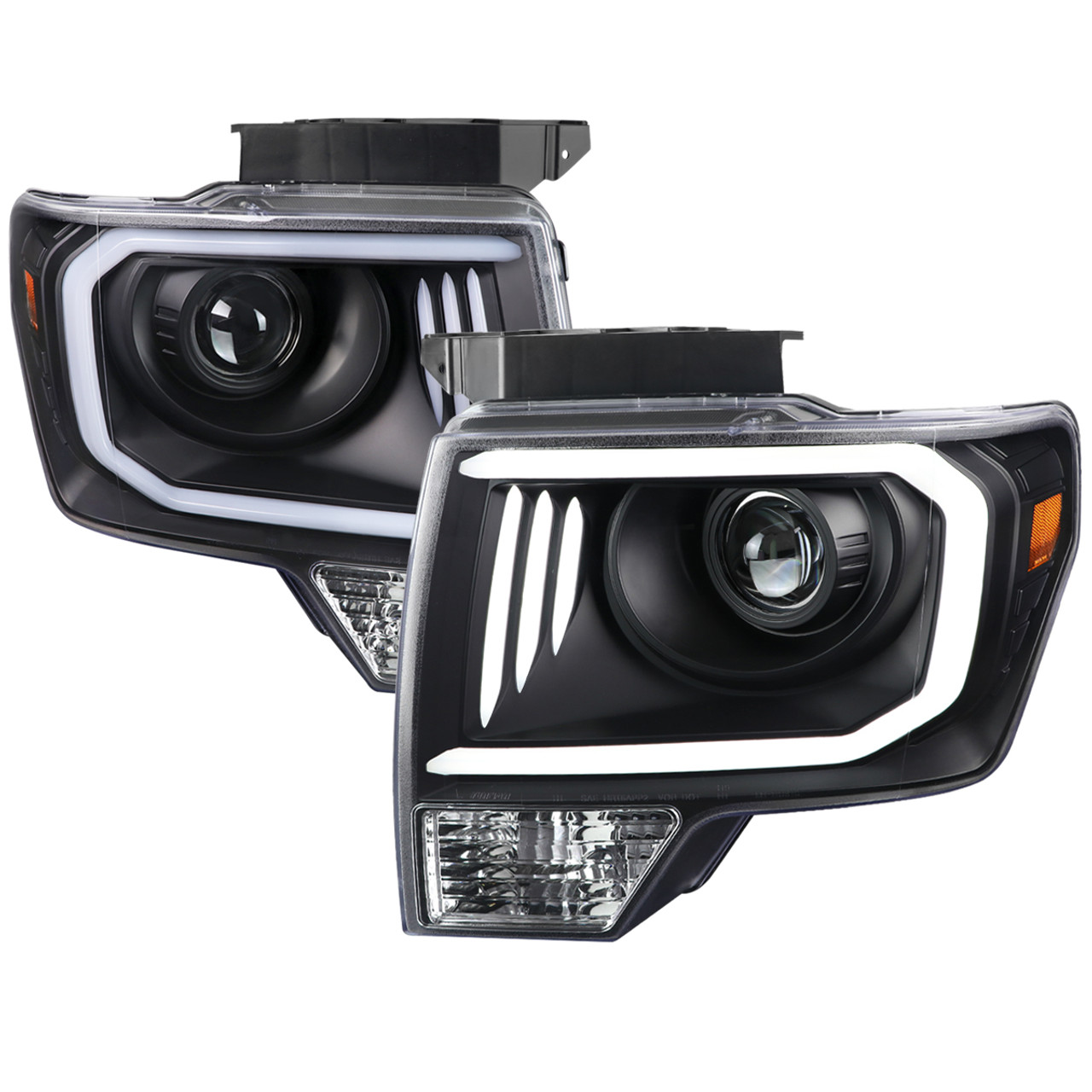 2009-2014 Ford F-150 LED C-Bar Projector Headlights (Matte Black