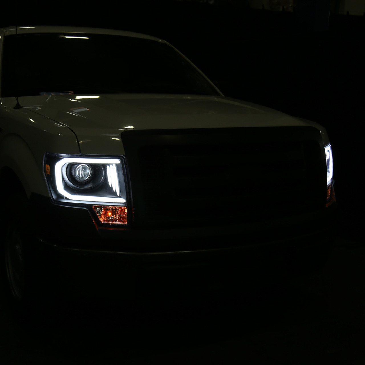 2009-2014 Ford F-150 LED C-Bar Projector Headlights (Matte Black