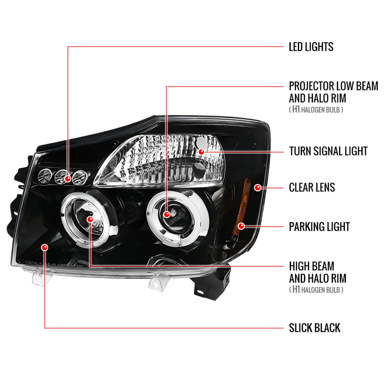 2004-2015 Nissan Titan/ 2004-2007 Armada Dual Halo Projector