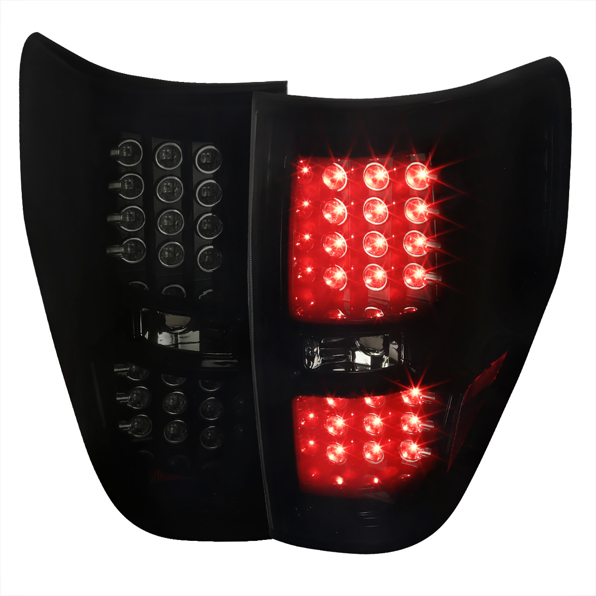 DNA Motoring Black/Smoked LED Tail Lights For 2009-2014 Ford F-150 - Red LED Bar